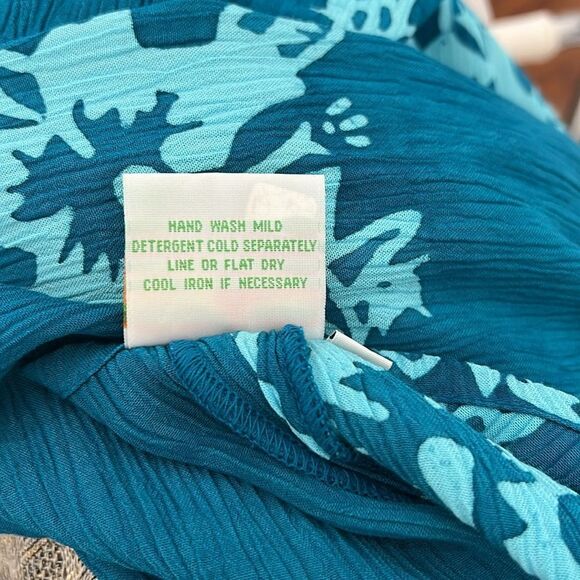 Pineapple Moon Floral Teal Midi Dress Sz 1X Scoop Neck Short Sleeve 💯% Rayon New - Picture 11 of 13